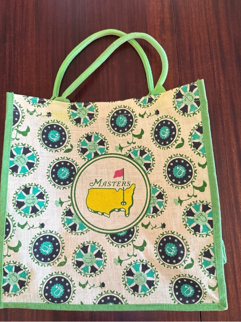 Masters Tournament Canvas Tote Bag in Green and Yellow
